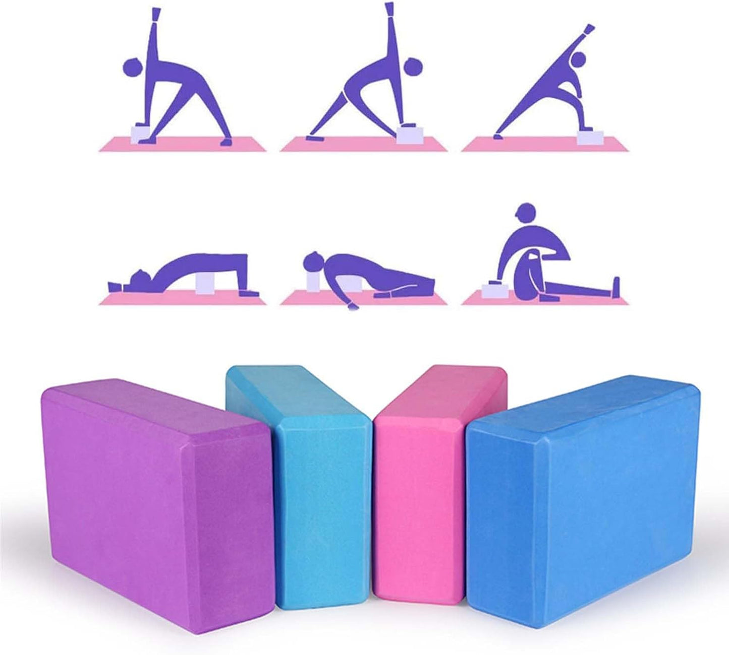 Yoga block 2-piece set; lightweight, premium EVA foam blocks; non-slip and supportive; suitable for yoga, Pilates, stretching, and meditation; unisex and beginner-friendly.