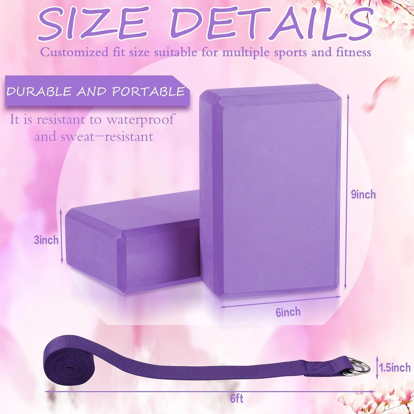 20-Piece Yoga Block and Stretching Strap Set—Includes non-slip EVA foam blocks and stretching straps with metal D-rings; suitable for gym and daily workouts