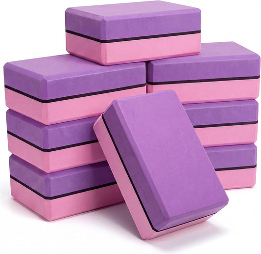 8-Piece EVA Foam Yoga Block Set (9 x 6 x 2.8 inches)—Suitable for Pilates, stretching, meditation, home workouts, dance, and gymnastics; lightweight and practical