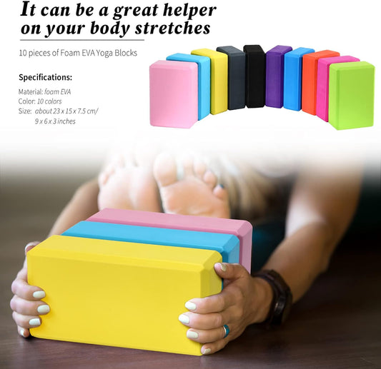 20-Piece EVA Foam Yoga Block Set—Lightweight, non-slip, and supportive; suitable for Pilates, stretching, and meditation; ideal for men, women, and beginners (multi-color)