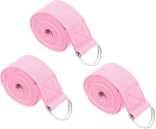 Yoga Strap for Stretching Cotton Yoga Belt with Adjustable Metal D-Ring Buckle Stretch Band for Fitness Pilates