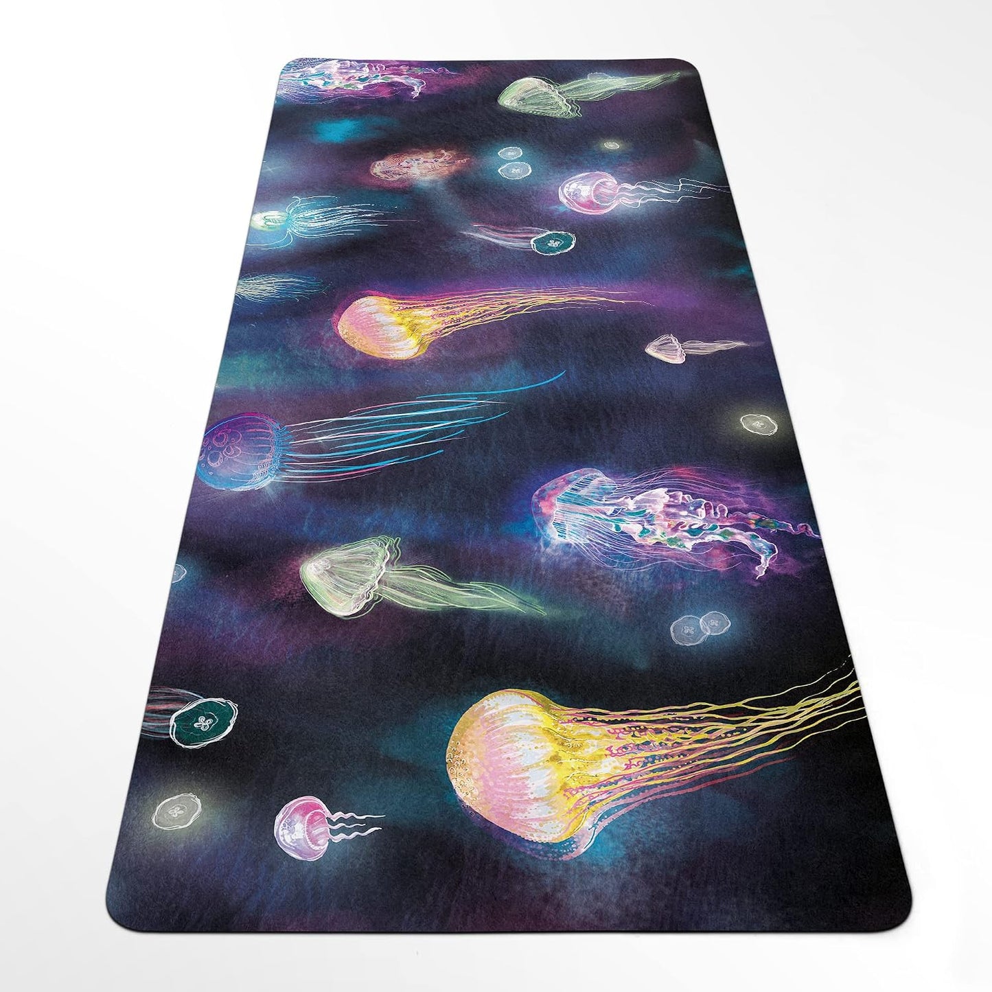 Glow Fitness Mat, Colrful Pilates Rug, Sea Life Anti-slip Workout Pad, 27"x72" (68x183cm),