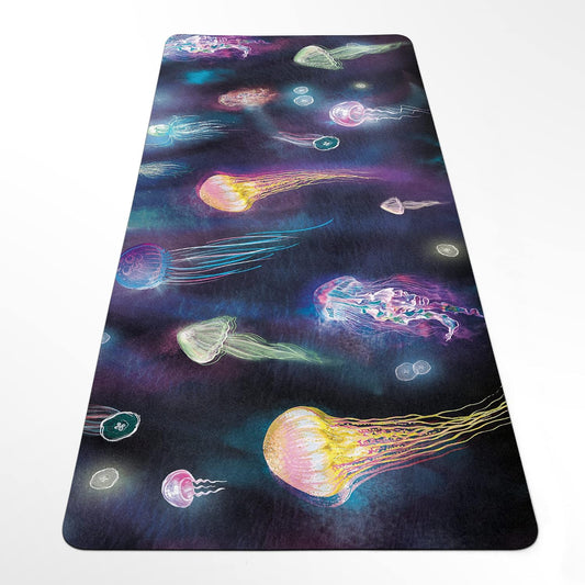 Glow Fitness Mat, Colrful Pilates Rug, Sea Life Anti-slip Workout Pad, 27"x72" (68x183cm),