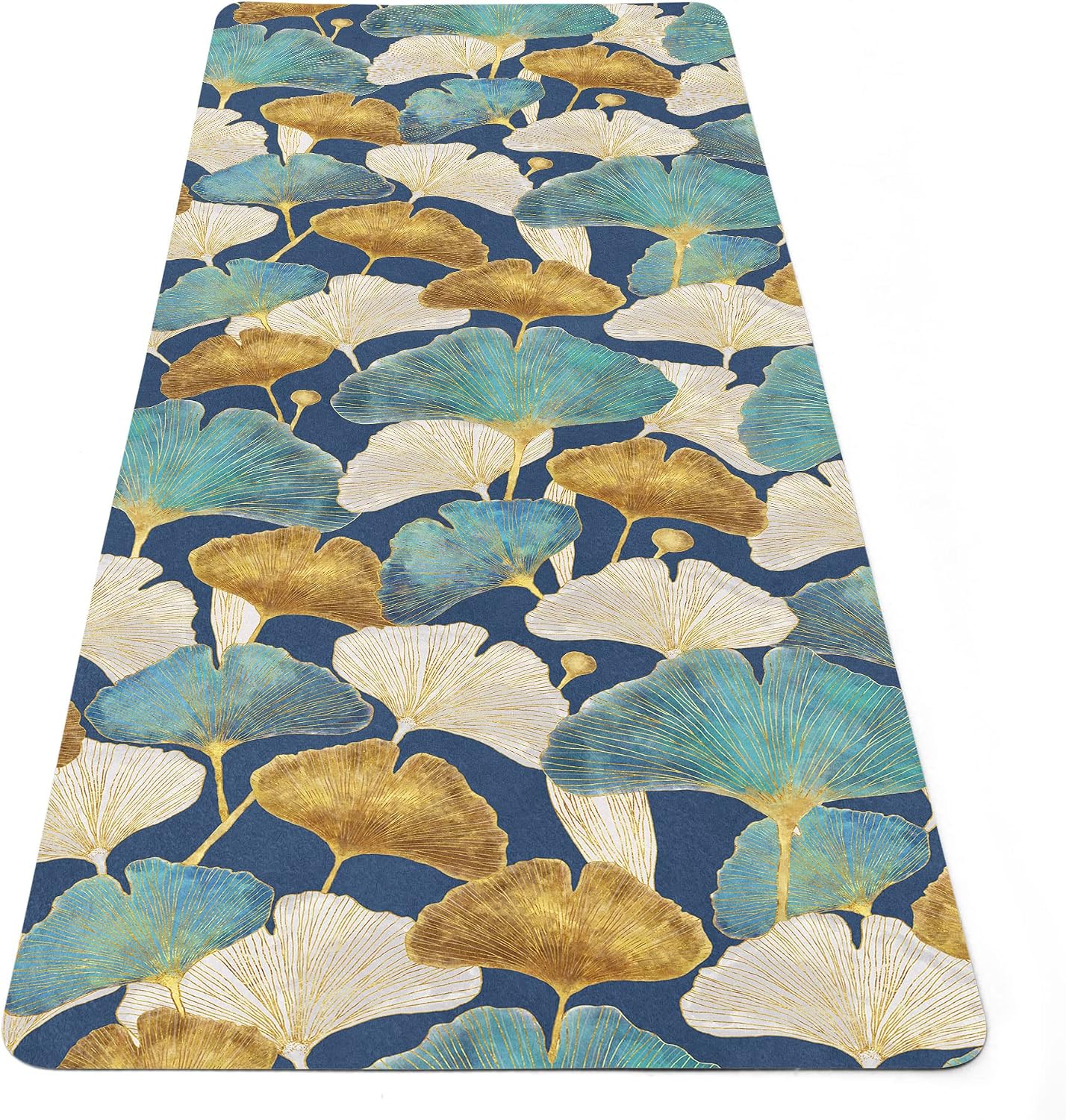 Floral Yoga Mat, Ginko Leaves Fitness Pad, Custom Anti-slip Workout Rug, 27"x72" (68x183cm),